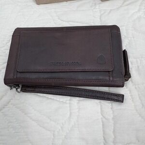 Spikes & Sparrow Aspen Wallet Wristlet Womens Dark Brown RFID Leather‎